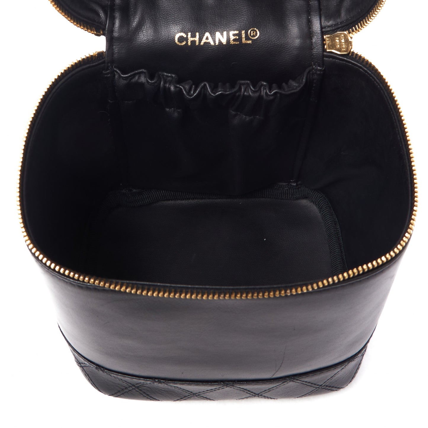 Lambskin Vanity Cosmetic Case Black