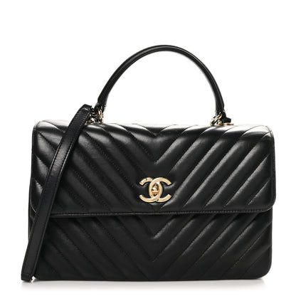 Chanel Lambskin Chevron Quilted Medium Trendy CC Dual Handle Flap Bag Black 1 of 10