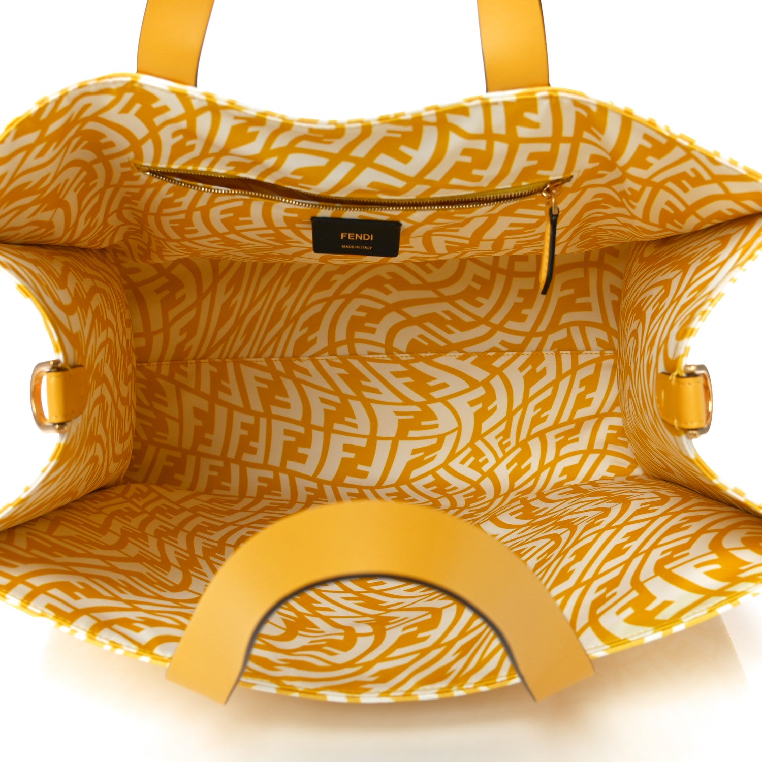 Fendi X SARAH COLEMAN Glazed Canvas Vitello King FF Vertigo Shopping Tote Bag Mimosa White 5 of 10