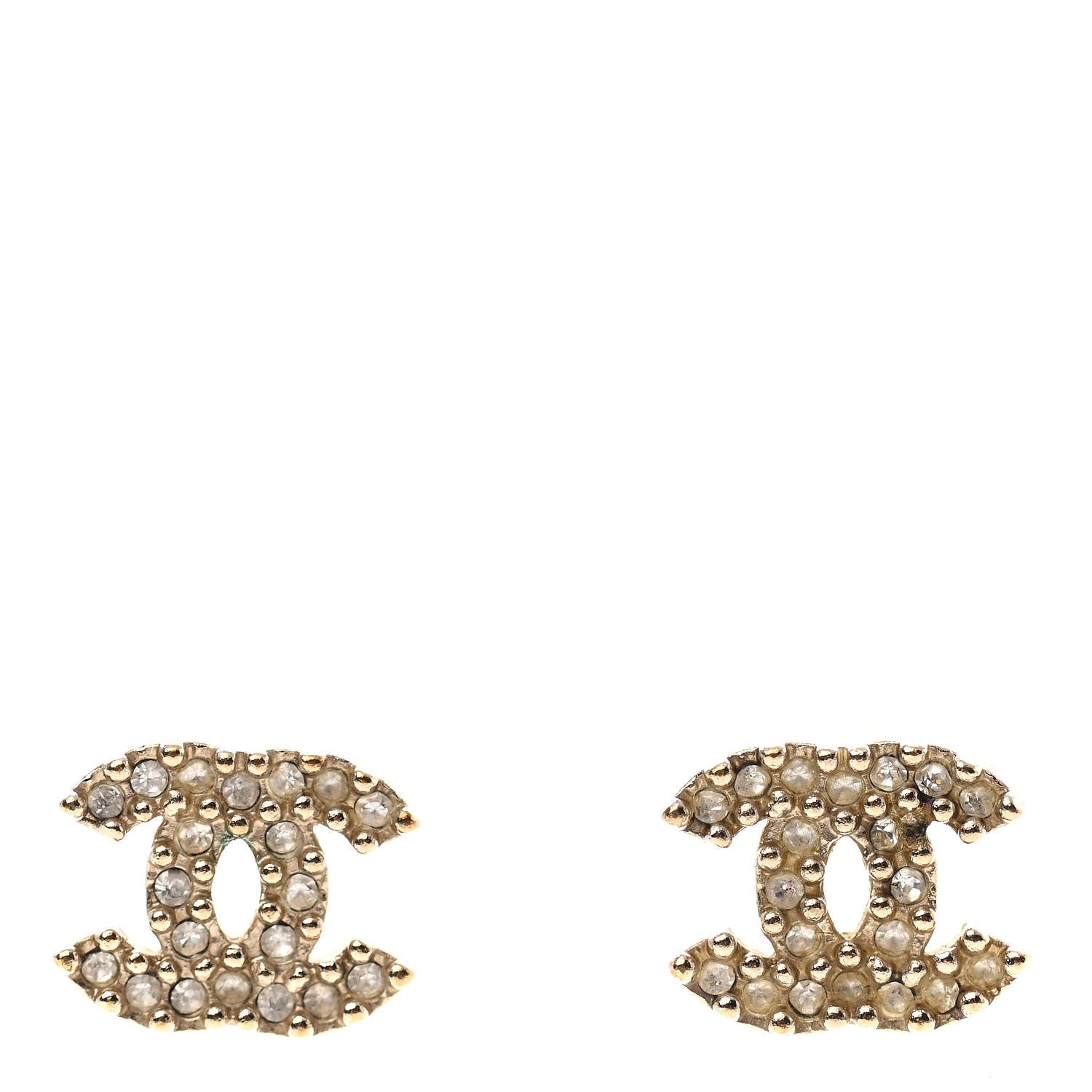 Chanel Crystal CC Earrings Gold 1 of 6
