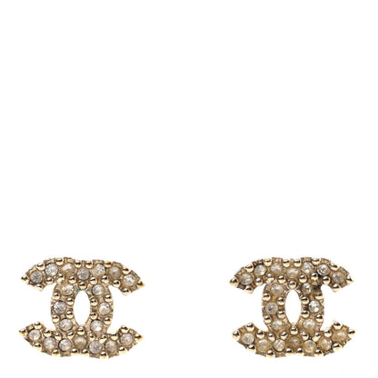 Chanel Crystal CC Earrings Gold 1 of 6