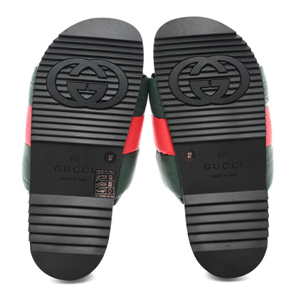 Gucci Nylon Web Womens Slide Sandals 37 Black Green Red 5 of 8