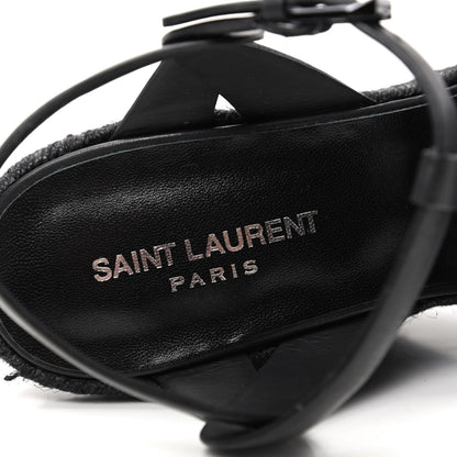 Saint Laurent Calfskin Tribute 95 Platform Espadrille Wedge Sandals 39.5 Black 7 of 8