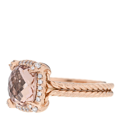 David Yurman 18K Rose Gold Diamond Morganite 9mm Chatelaine Ring 53 6.5 3 of 5