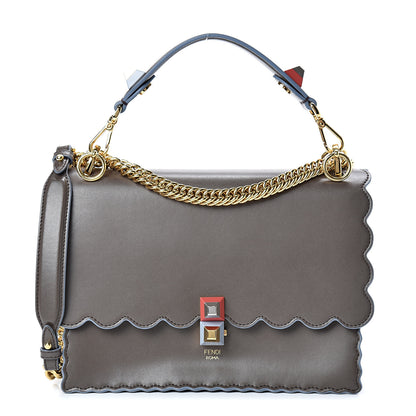 Fendi Vitello Liberty Scalloped Studded Kan I Shoulder Bag Carbone 1 of 11