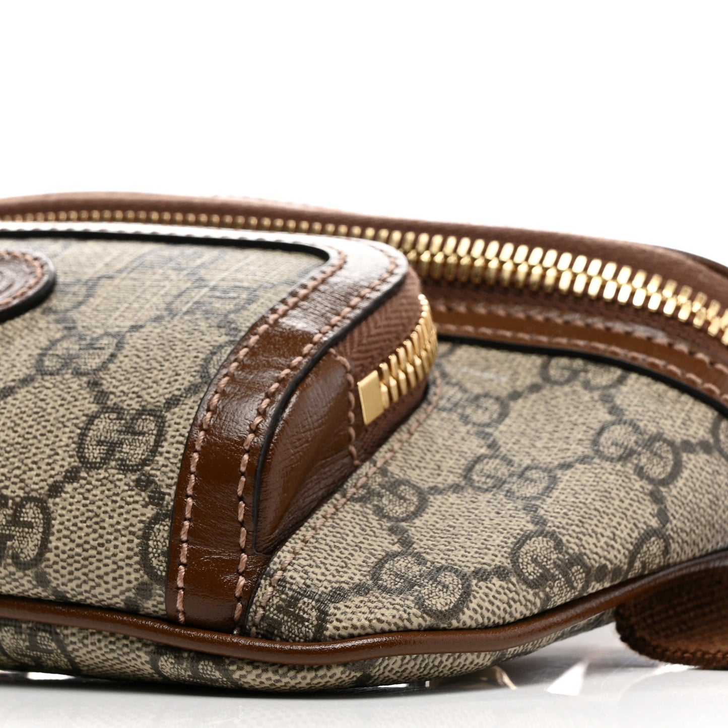GG Supreme Monogram Textured Calfskin Retro Interlocking G Belt Bag Beige Ebony Brown Sugar