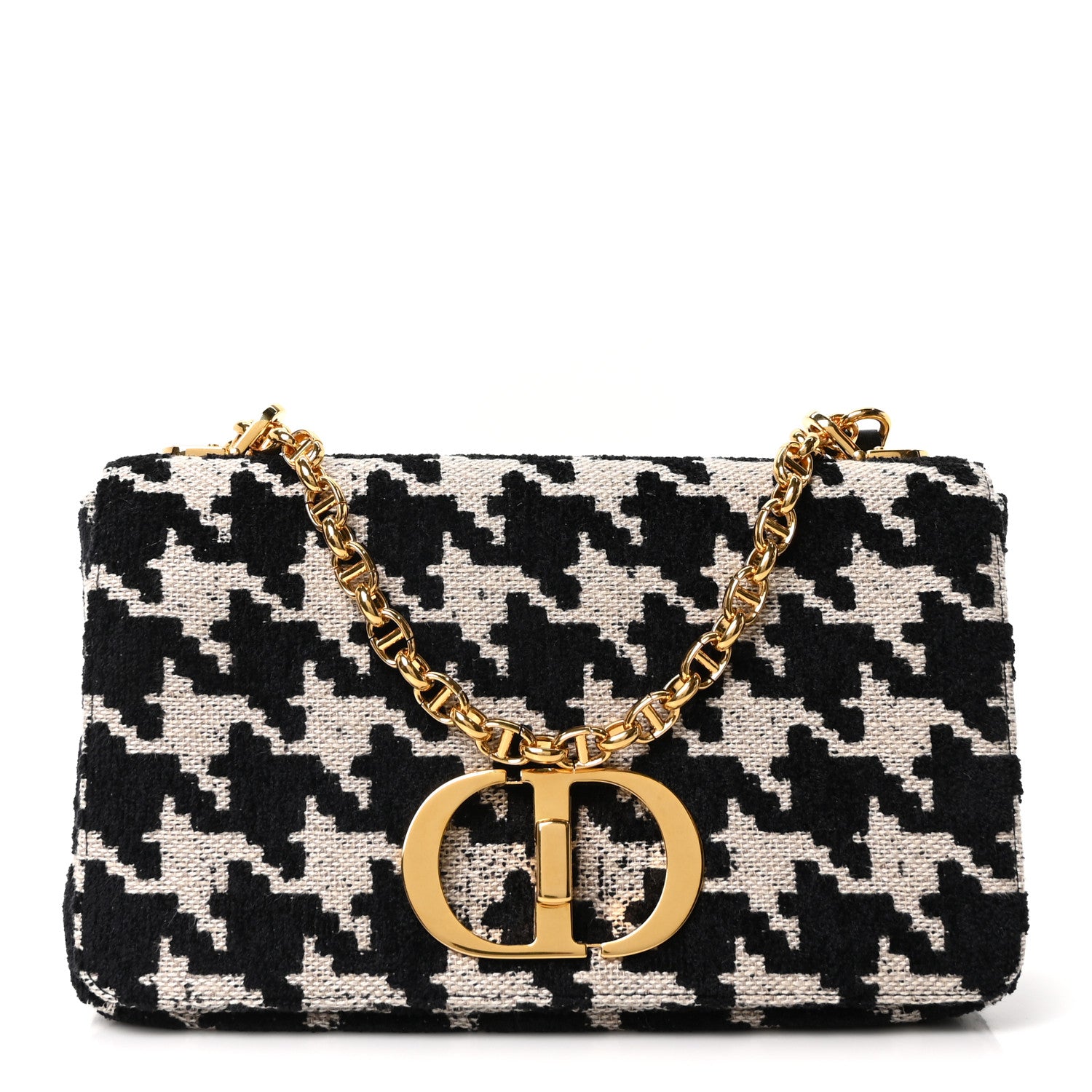 Christian Dior Technical Canvas Macro Houndstooth Medium Caro Bag Black White 1 of 10