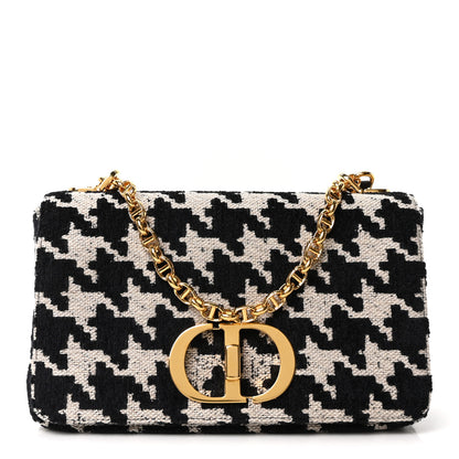 Christian Dior Technical Canvas Macro Houndstooth Medium Caro Bag Black White 1 of 10
