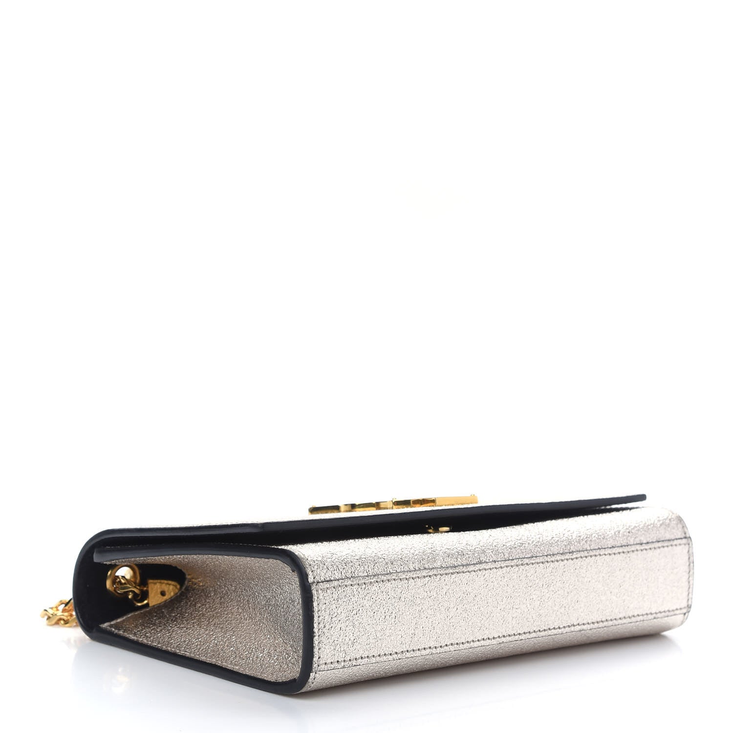 Saint Laurent Metallic Calfskin Small Classic Monogram Kate Satchel Pale Gold 4 of 8