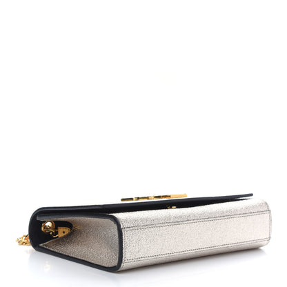 Saint Laurent Metallic Calfskin Small Classic Monogram Kate Satchel Pale Gold 4 of 8