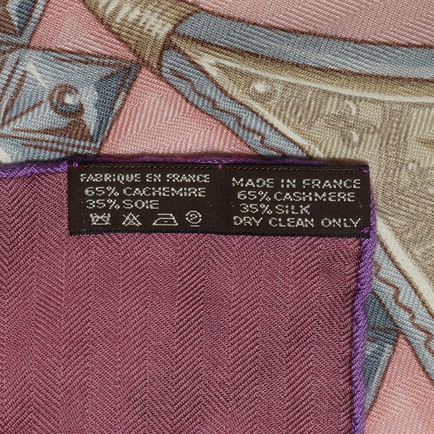 Hermes Cashmere Silk Parures Des Sables Shawl 140 Vieux Rose Beige Rose Pale 7 of 7