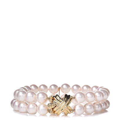 Tiffany 18K Yellow Gold Akoya Pearl 8-8.5mm Signature Double Strand Bracelet 1 of 5