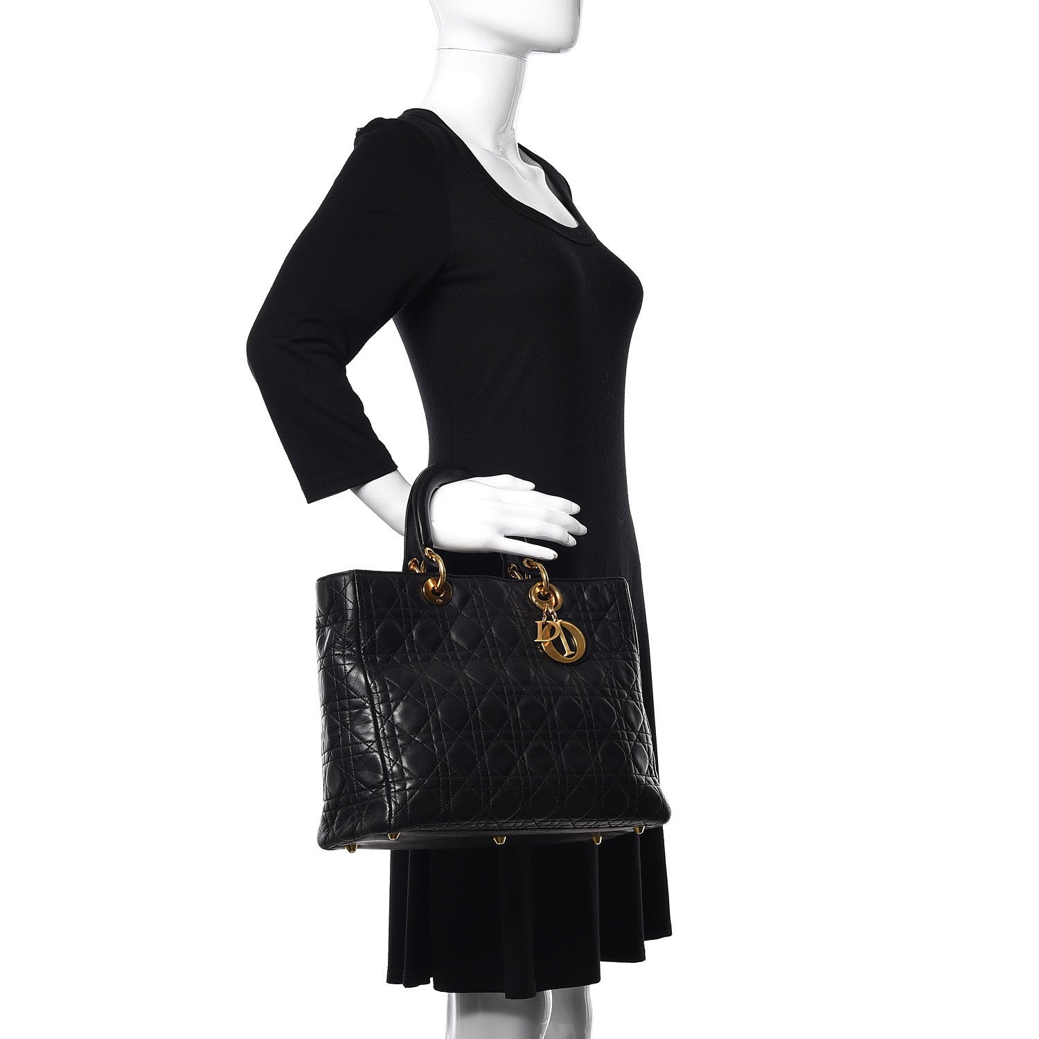 Christian Dior Lambskin Cannage Large Lady Dior Black 2 of 10