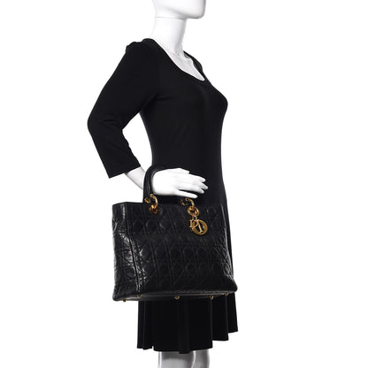 Christian Dior Lambskin Cannage Large Lady Dior Black 2 of 10