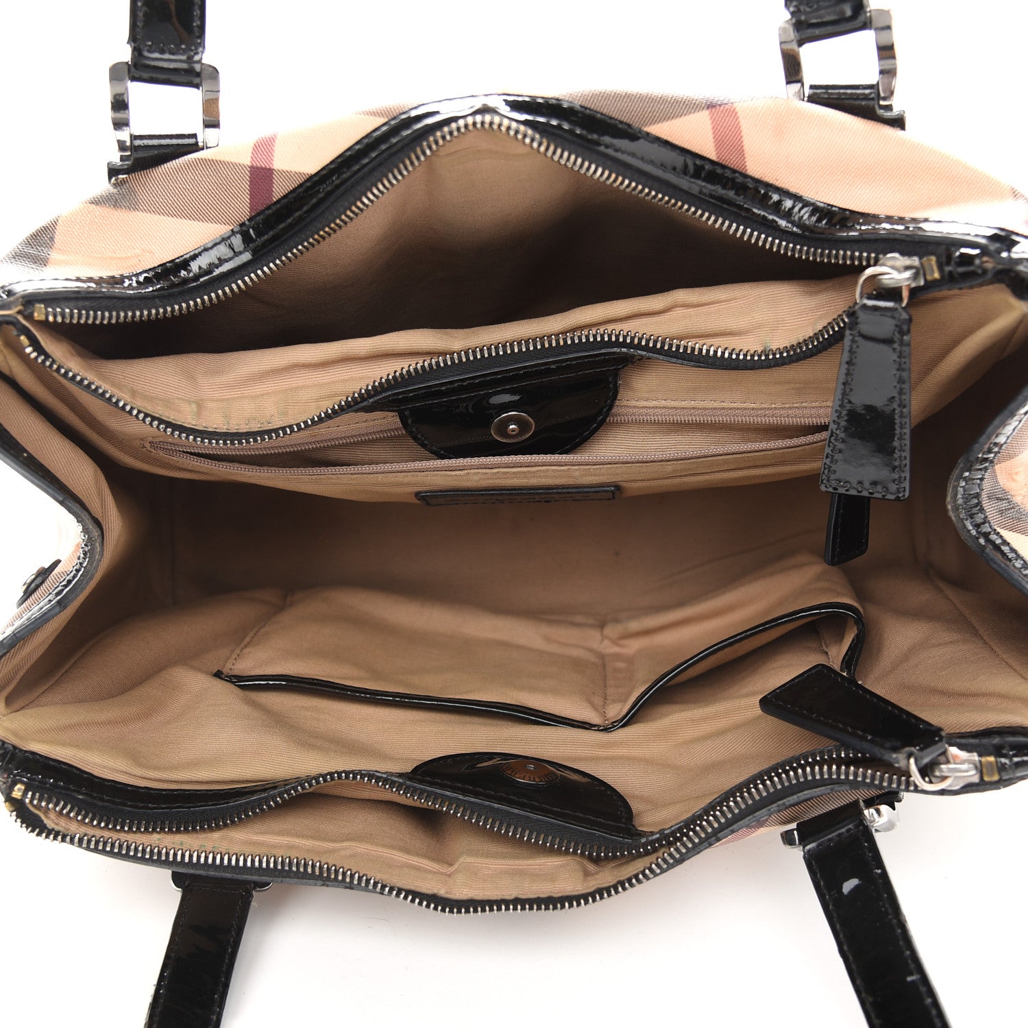 Burberry Patent Trim Supernova Check Medium Melbury Tote Black 9 of 14