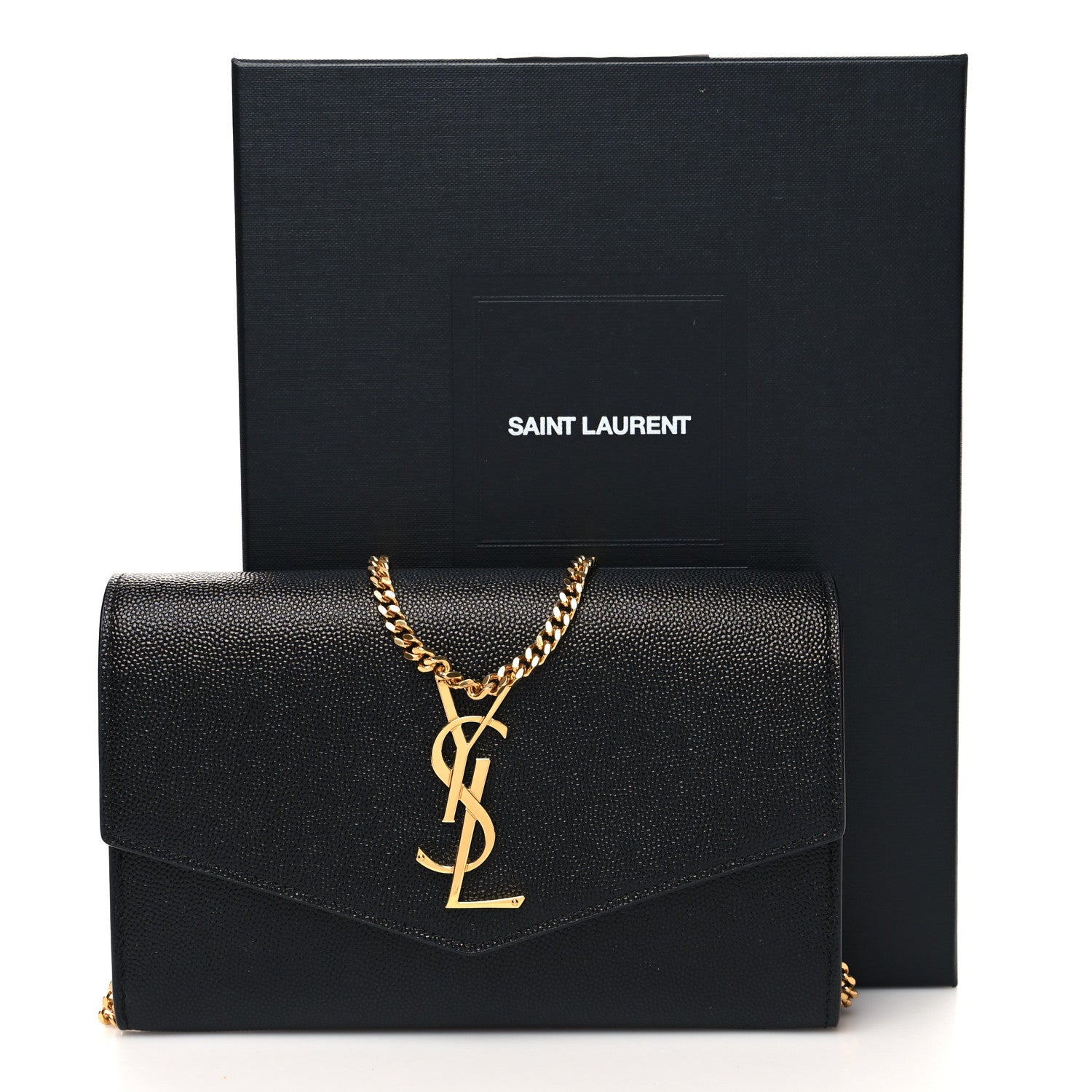Saint Laurent Grain de Poudre Uptown Chain Wallet Black 12 of 12