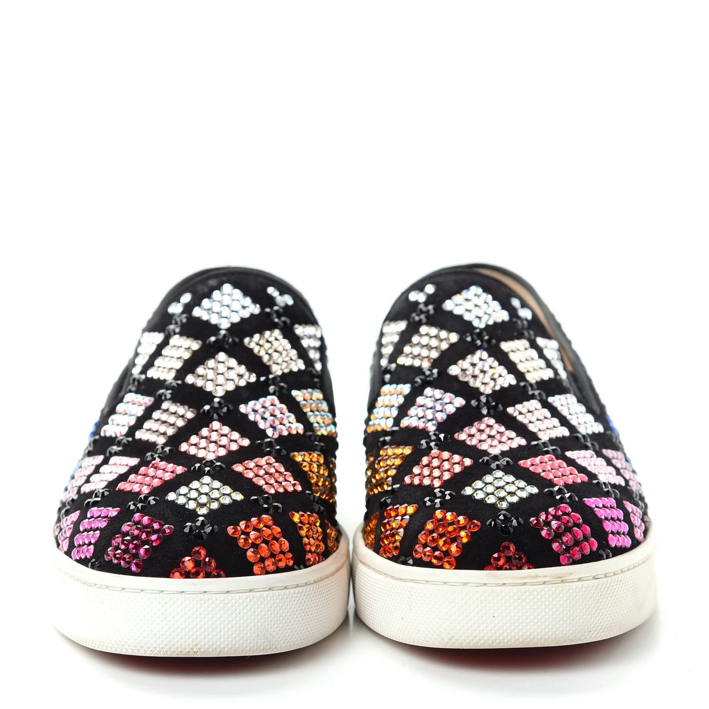 Veau Velours Crystal Womens Pik Boat Sneakers 36 Black Multicolor