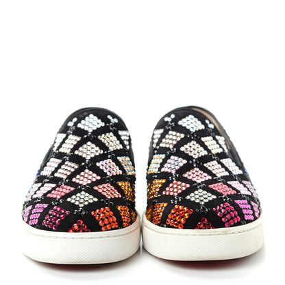 Christian Louboutin Veau Velours Crystal Womens Pik Boat Sneakers 36 Black Multicolor 2 of 10