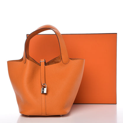 Hermes Taurillon Clemence Picotin Lock 18 PM Abricot 8 of 8