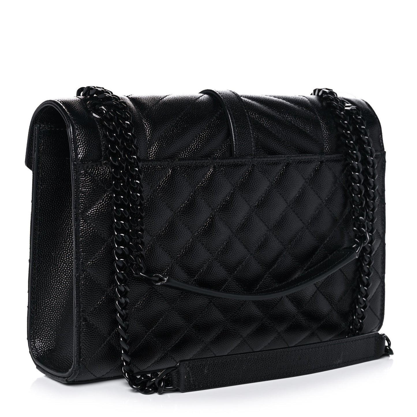 Grain De Poudre Textured Mixed Matelasse Triquilt Medium Monogram Satchel Black