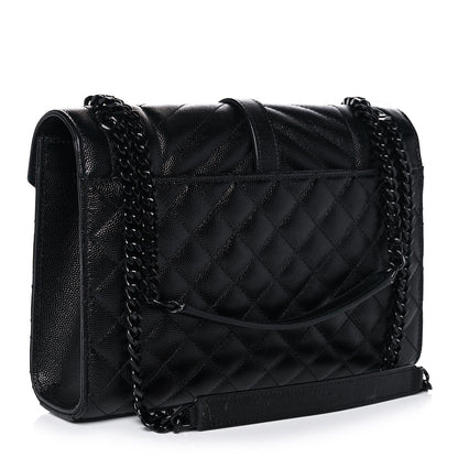 Saint Laurent Grain De Poudre Textured Mixed Matelasse Triquilt Medium Monogram Satchel Black 2 of 9