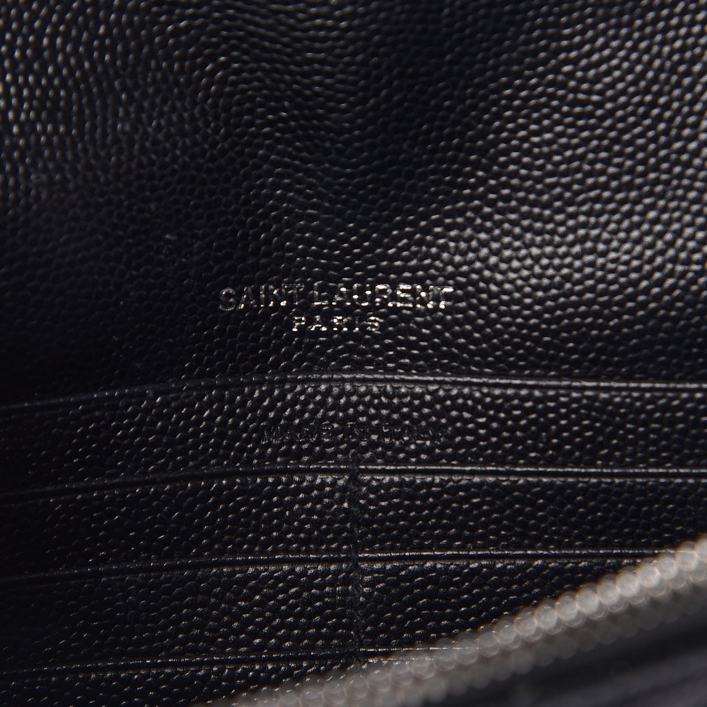 Grain De Poudre Matelasse Chevron Monogram Envelope Chain Wallet Black