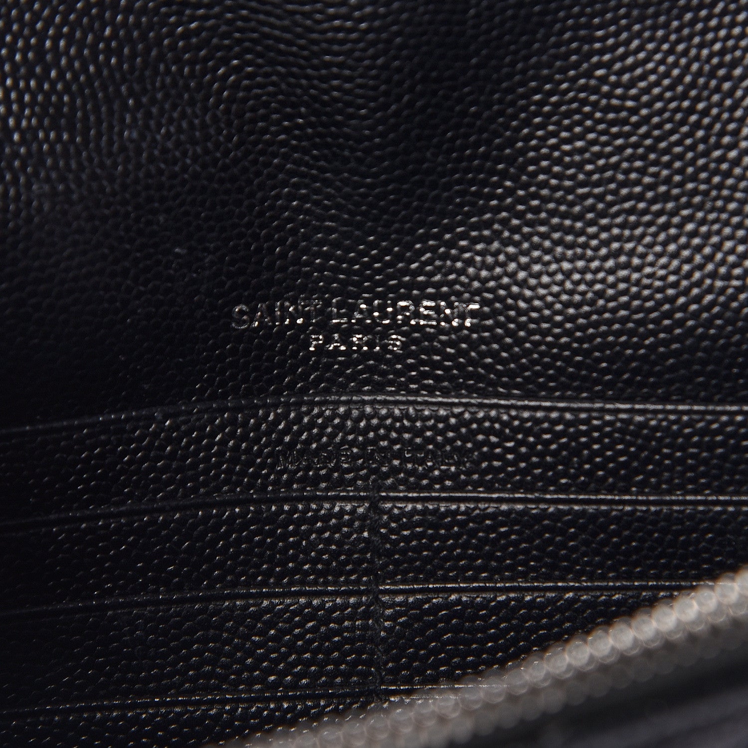 Saint Laurent Grain De Poudre Matelasse Chevron Monogram Envelope Chain Wallet Black 6 of 10