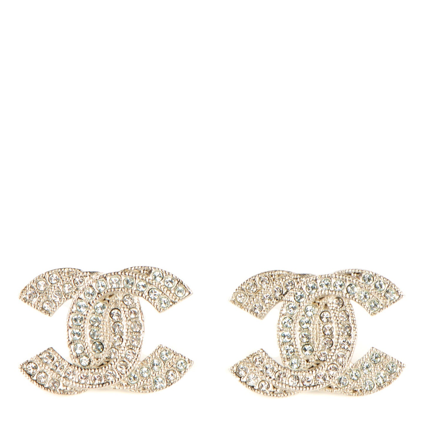 Crystal Double CC Earrings Silver