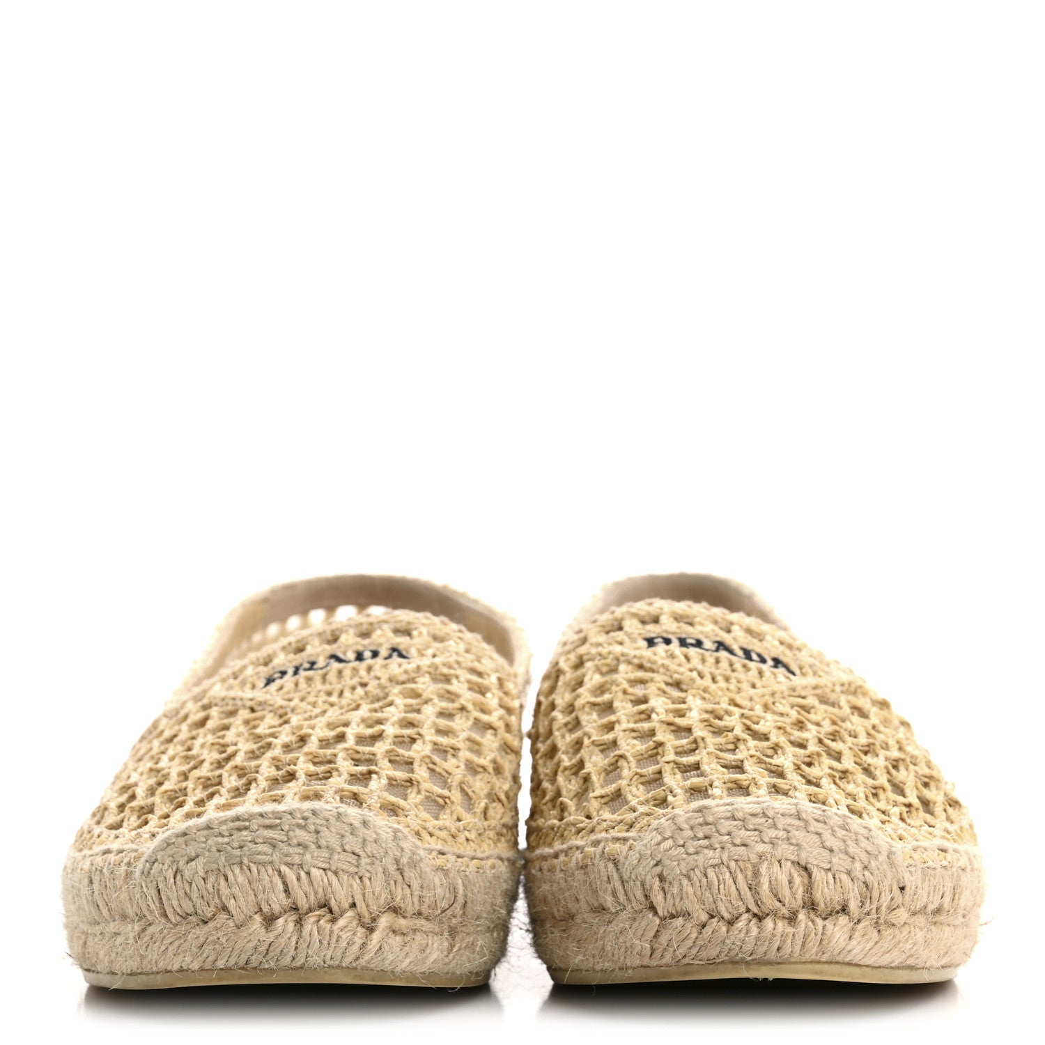 Prada Raffia Triangle Logo Crochet 20mm Espadrilles 38 Naturale 3 of 8