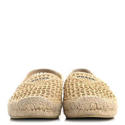 Prada Raffia Triangle Logo Crochet 20mm Espadrilles 38 Naturale 3 of 8