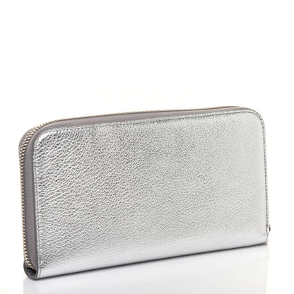 Givenchy Metallic Sugar Goatskin Pandora Zip Around Wallet Silver 3 of 10