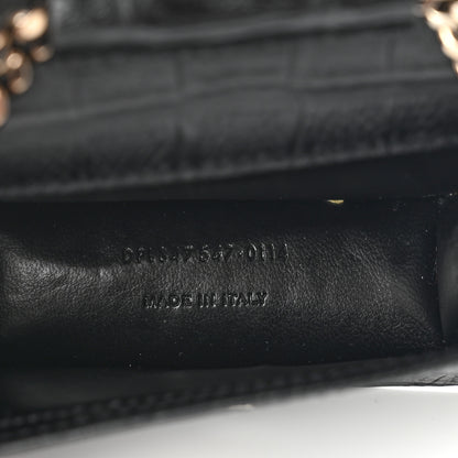 Saint Laurent Calfskin Crocodile Embossed Monogram Candy Crossbody Black 4 of 5