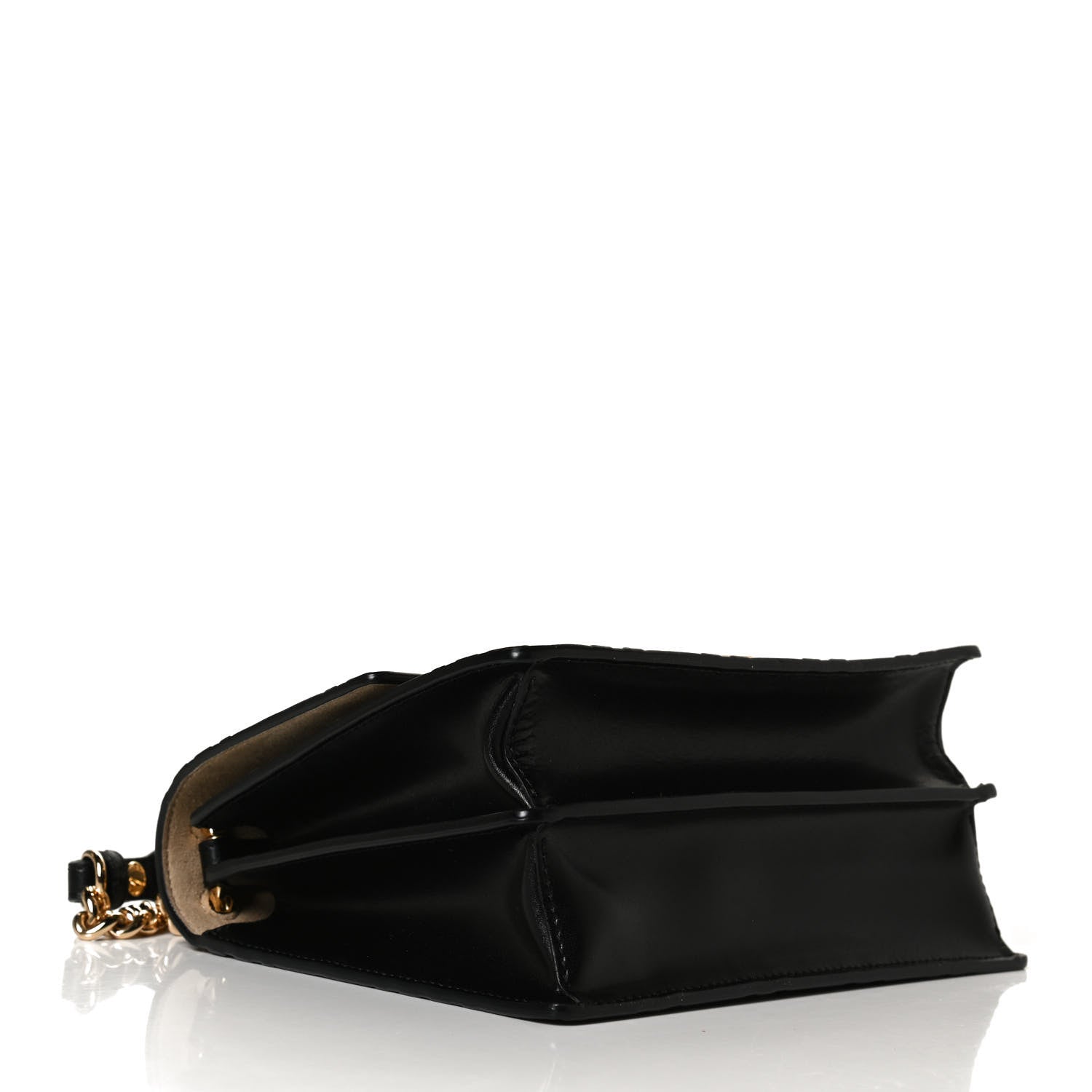 Fendi Vitello Liberty Bi-Color FF 1974 Embossed Small Kan U Shoulder Bag Maya Black 4 of 13