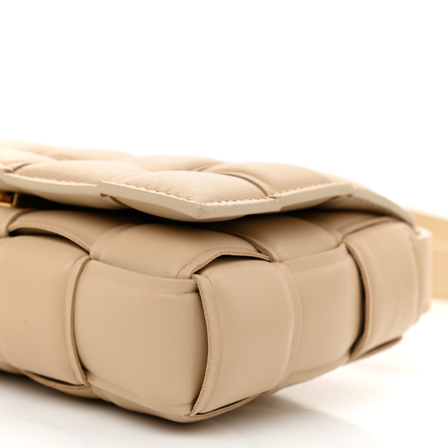Nappa Maxi Intreccio Small Padded Cassette Crossbody Bag Porridge