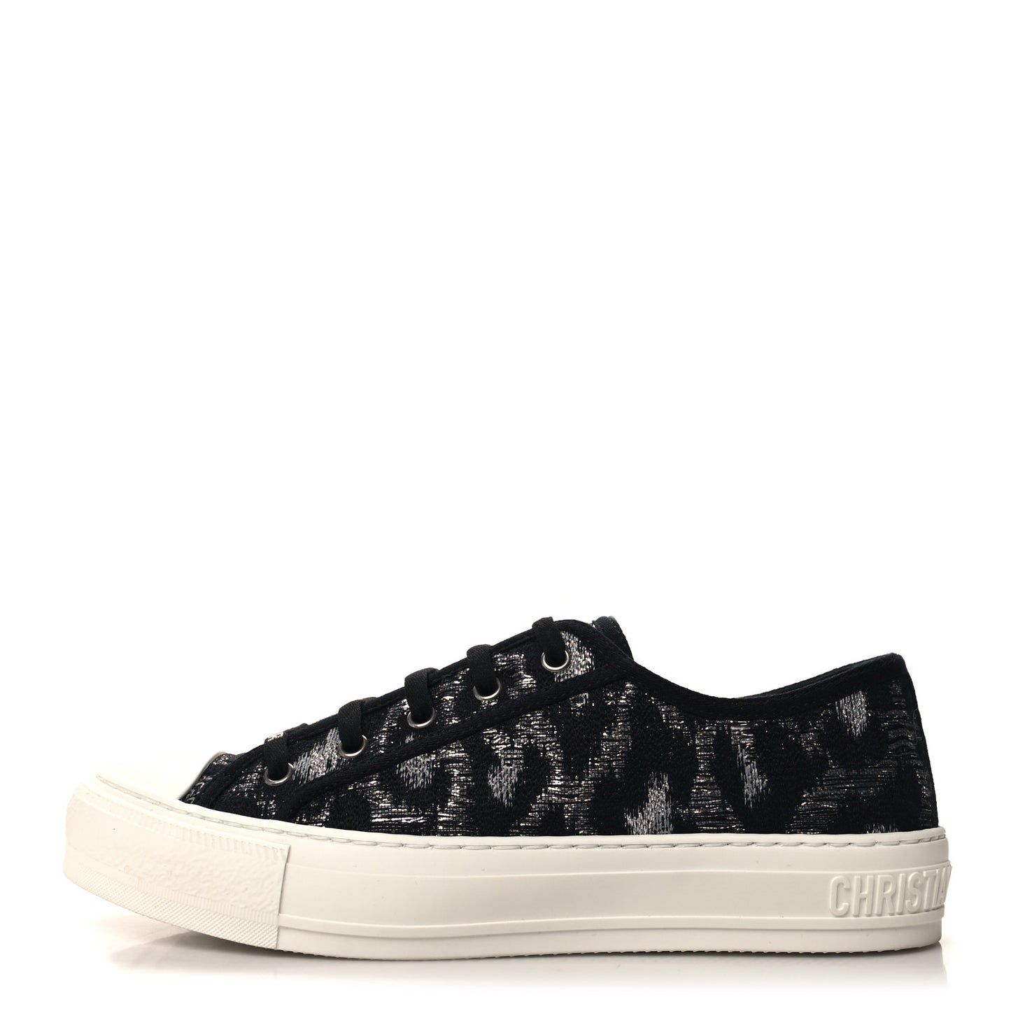 Lurex Embroidered Mizza Walk'N'Dior Low Top Sneakers 39.5 Metallic Grey Black