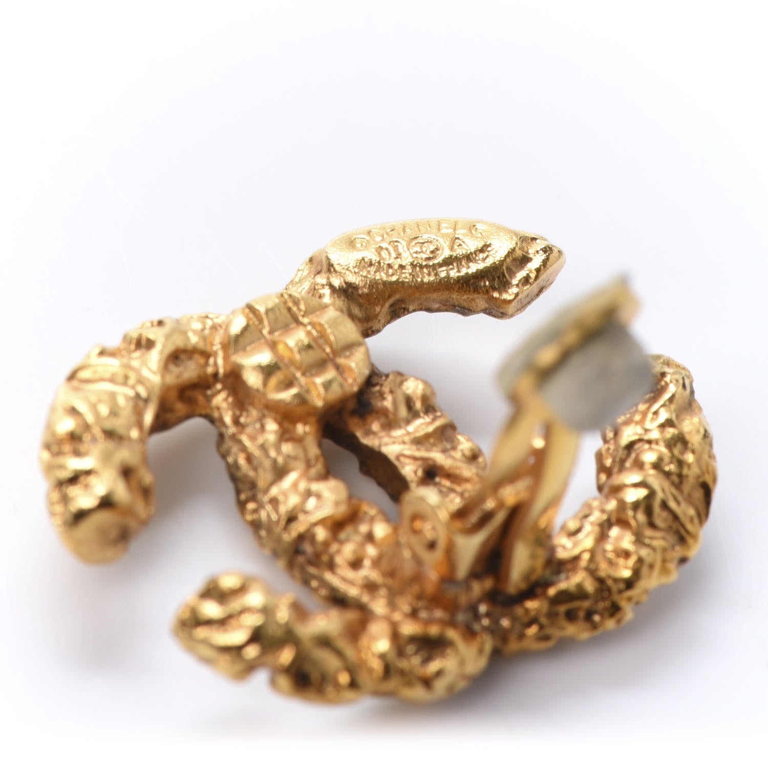 Chanel Textured CC Clip On Earrings Gold 4 of 5