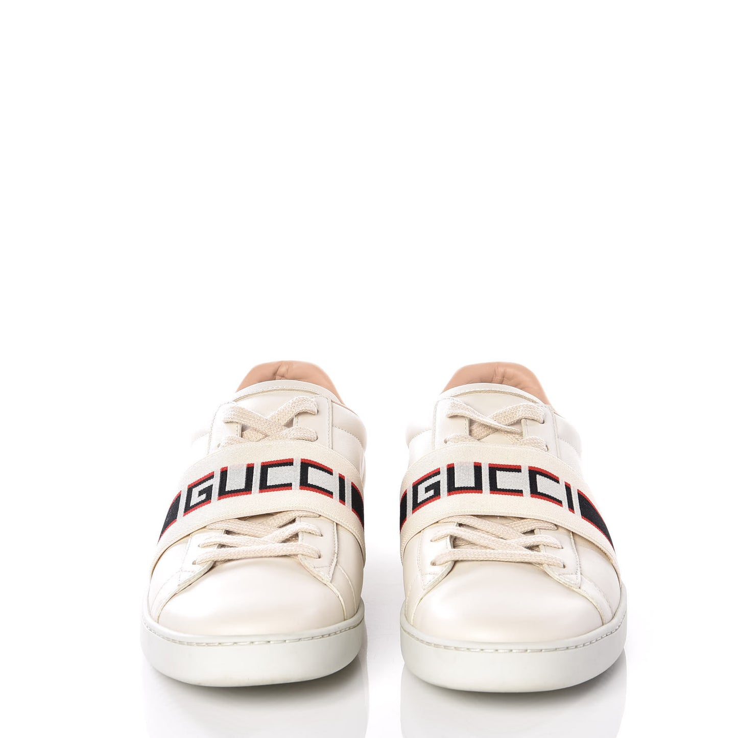 Calfskin Stripe Womens New Ace Sneakers 40 New Mystic White Ecru Red Flame