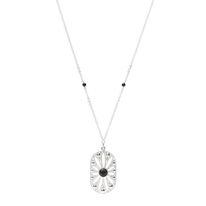 Tiffany Sterling Silver Black Onyx Pearl Ziegfeld Daisy Pendant Necklace 1 of 6