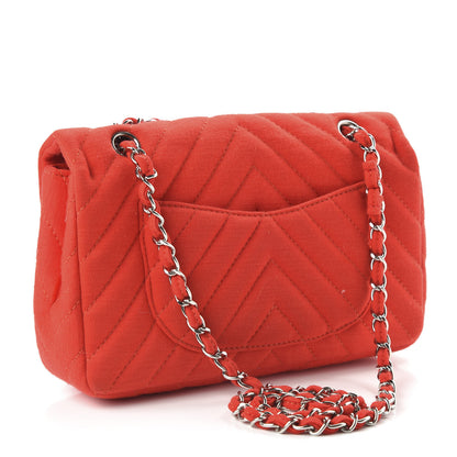 Chanel Jersey Chevron Quilted Medium Single Flap Red 3 of 12