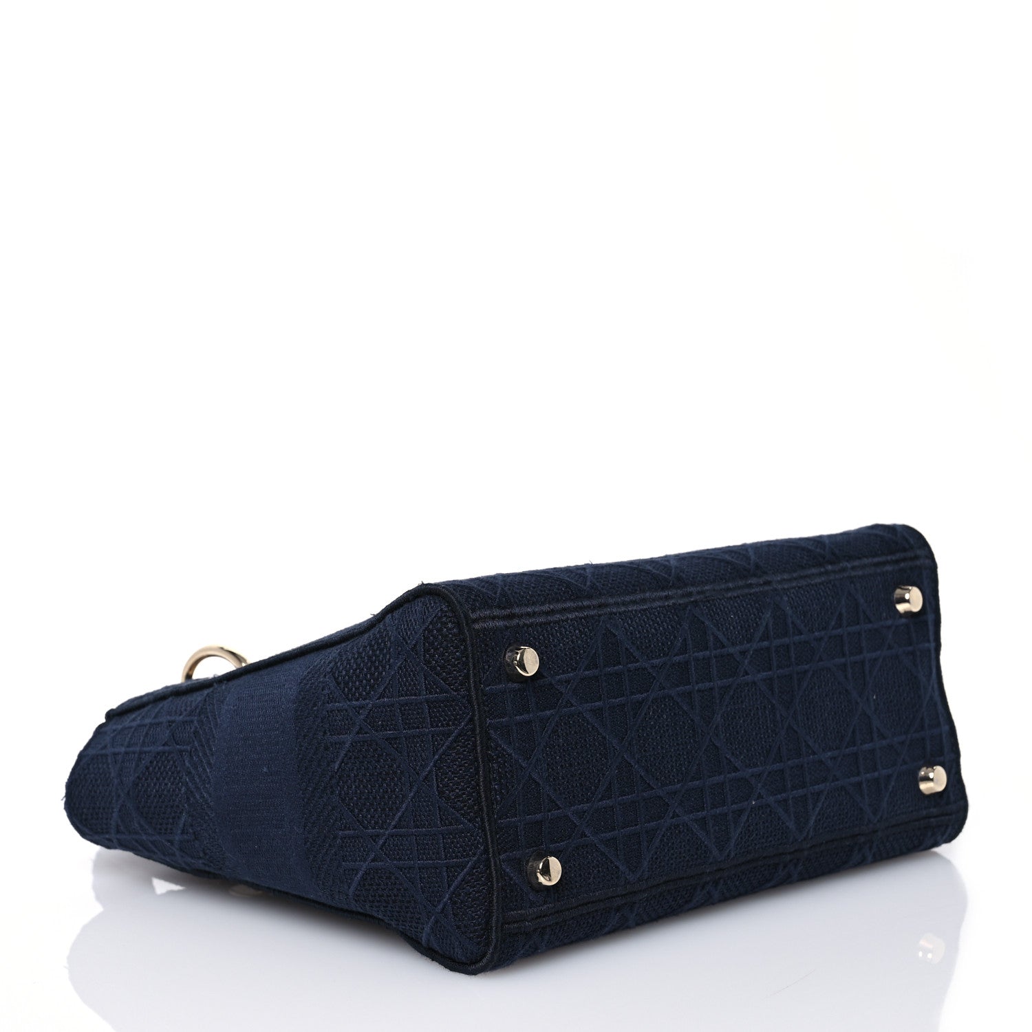 Christian Dior Canvas Embroidered Cannage Medium Lady D-Lite Navy 4 of 11