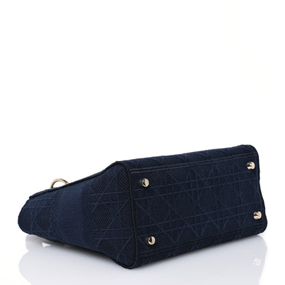 Christian Dior Canvas Embroidered Cannage Medium Lady D-Lite Navy 4 of 11