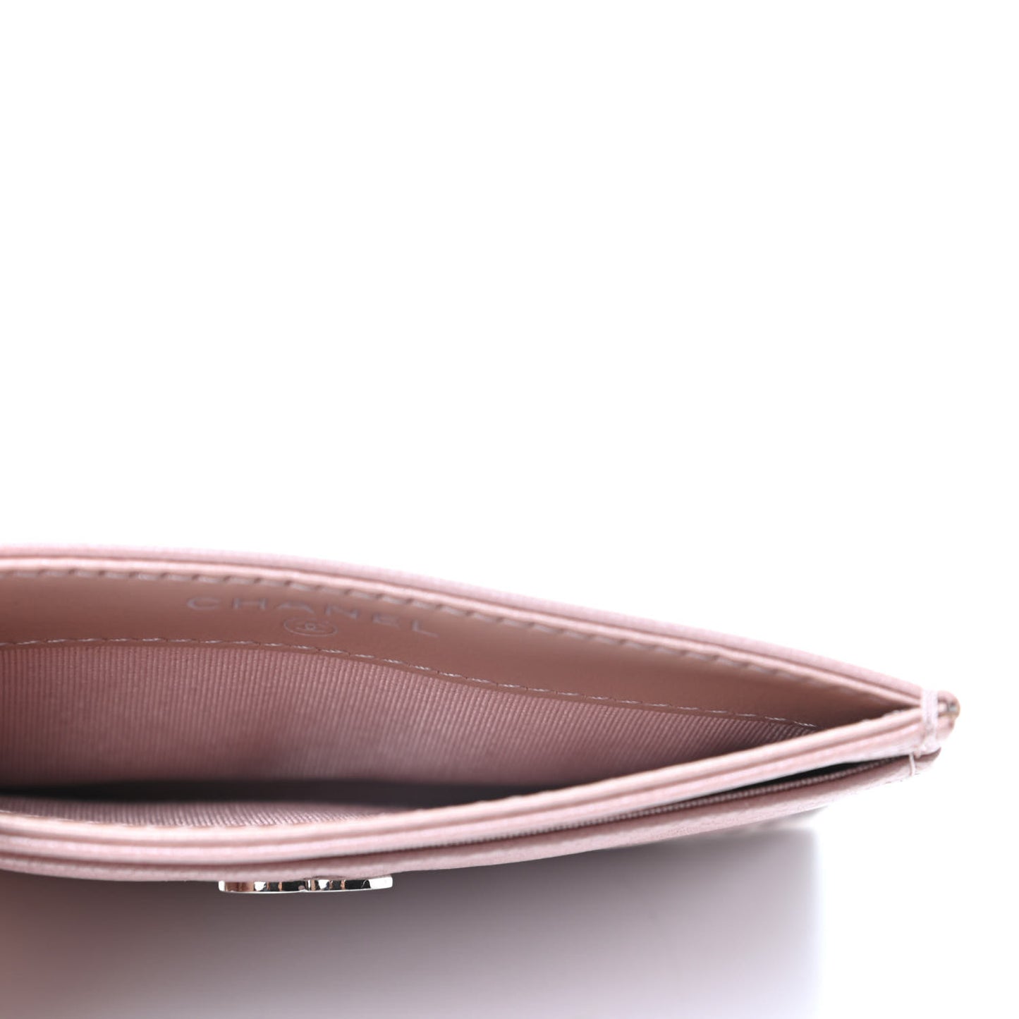 Goatskin Camellia Embossed Card Holder Light Pink