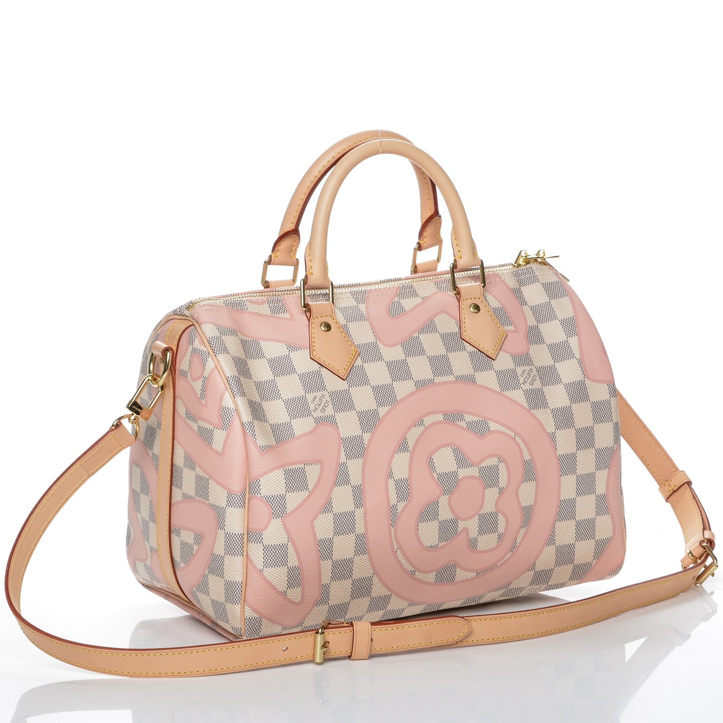 Damier Azur Tahitienne Speedy Bandouliere 30 Rose Ballerine
