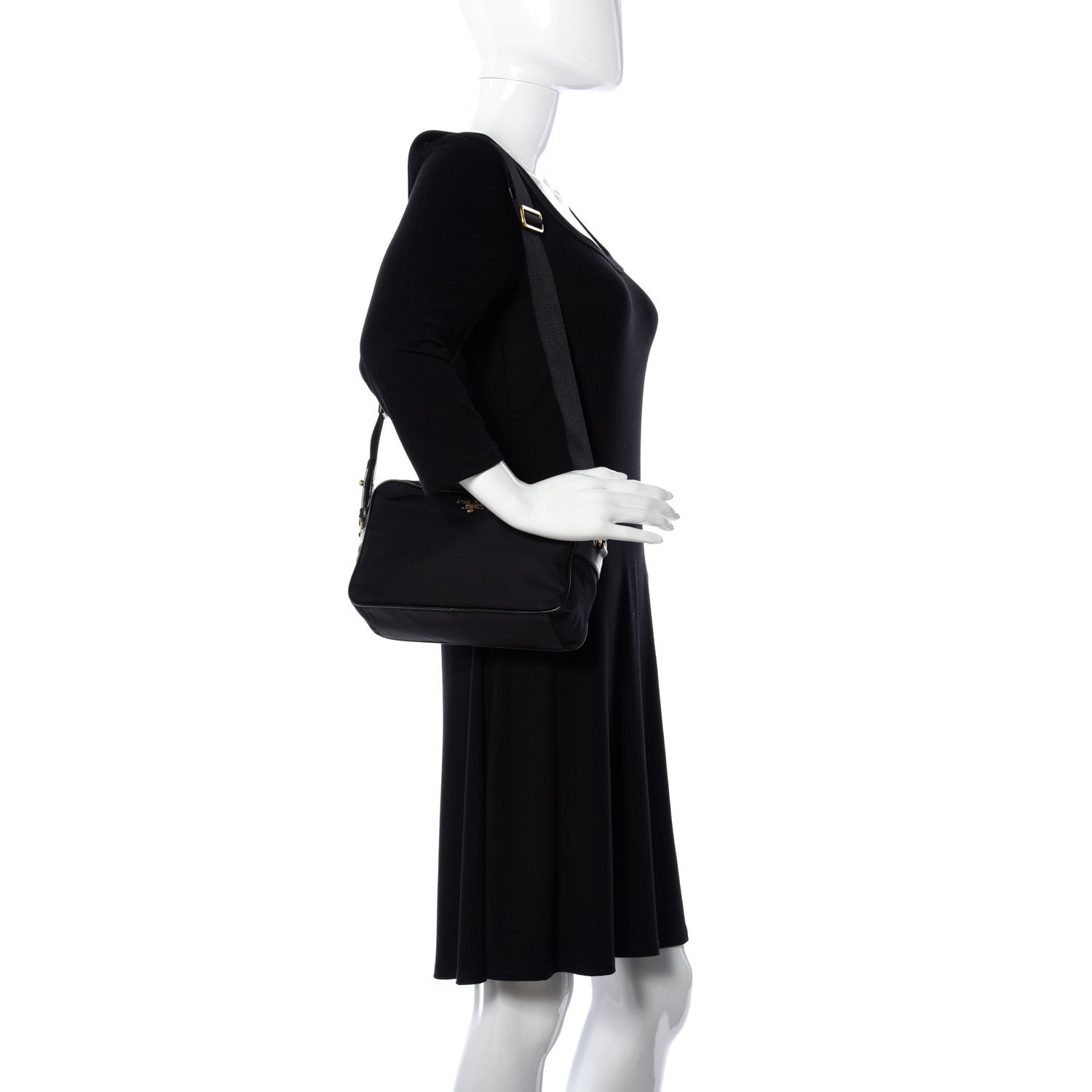 Prada Tessuto Nylon Soft Calf Camera Bag Black 2 of 9