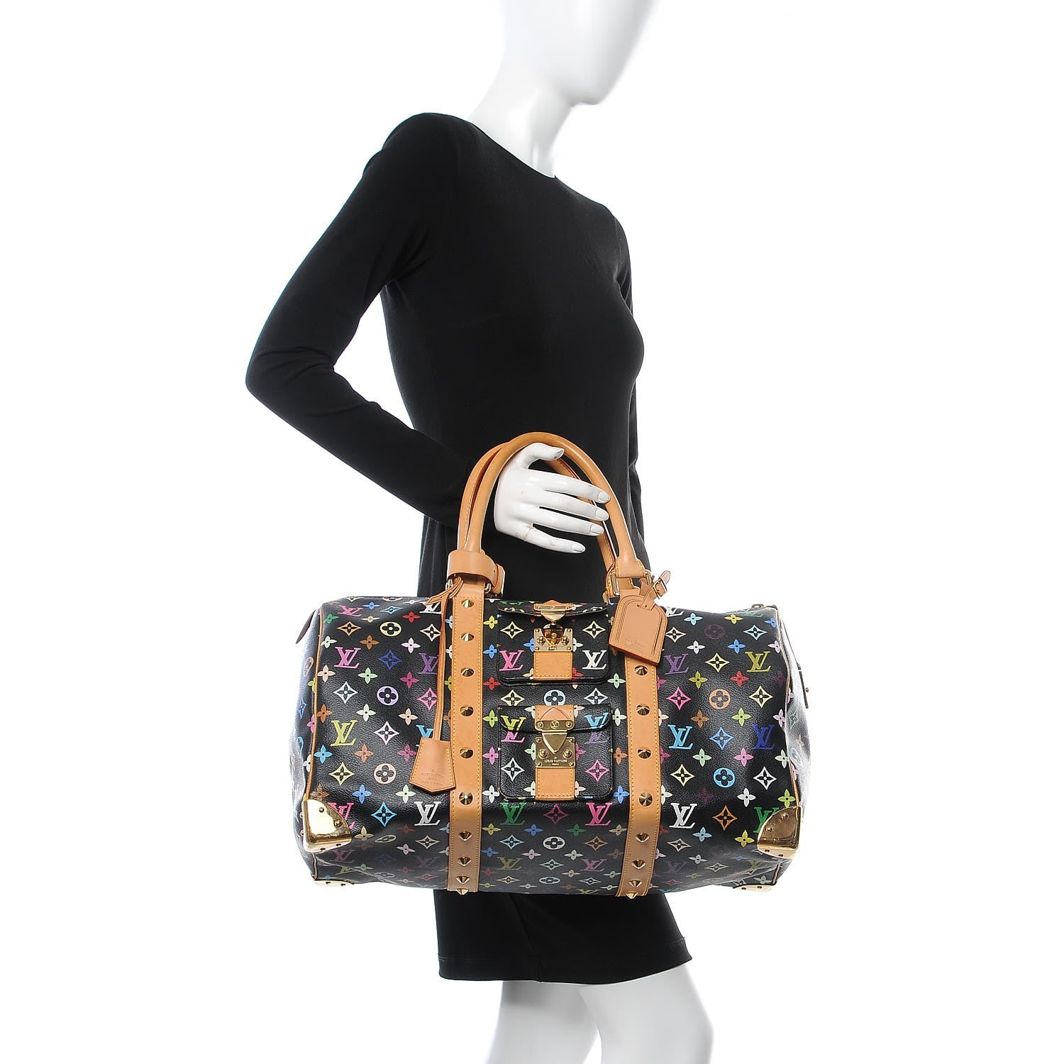 Louis Vuitton Monogram Multicolor Keepall 45 Black 2 of 9
