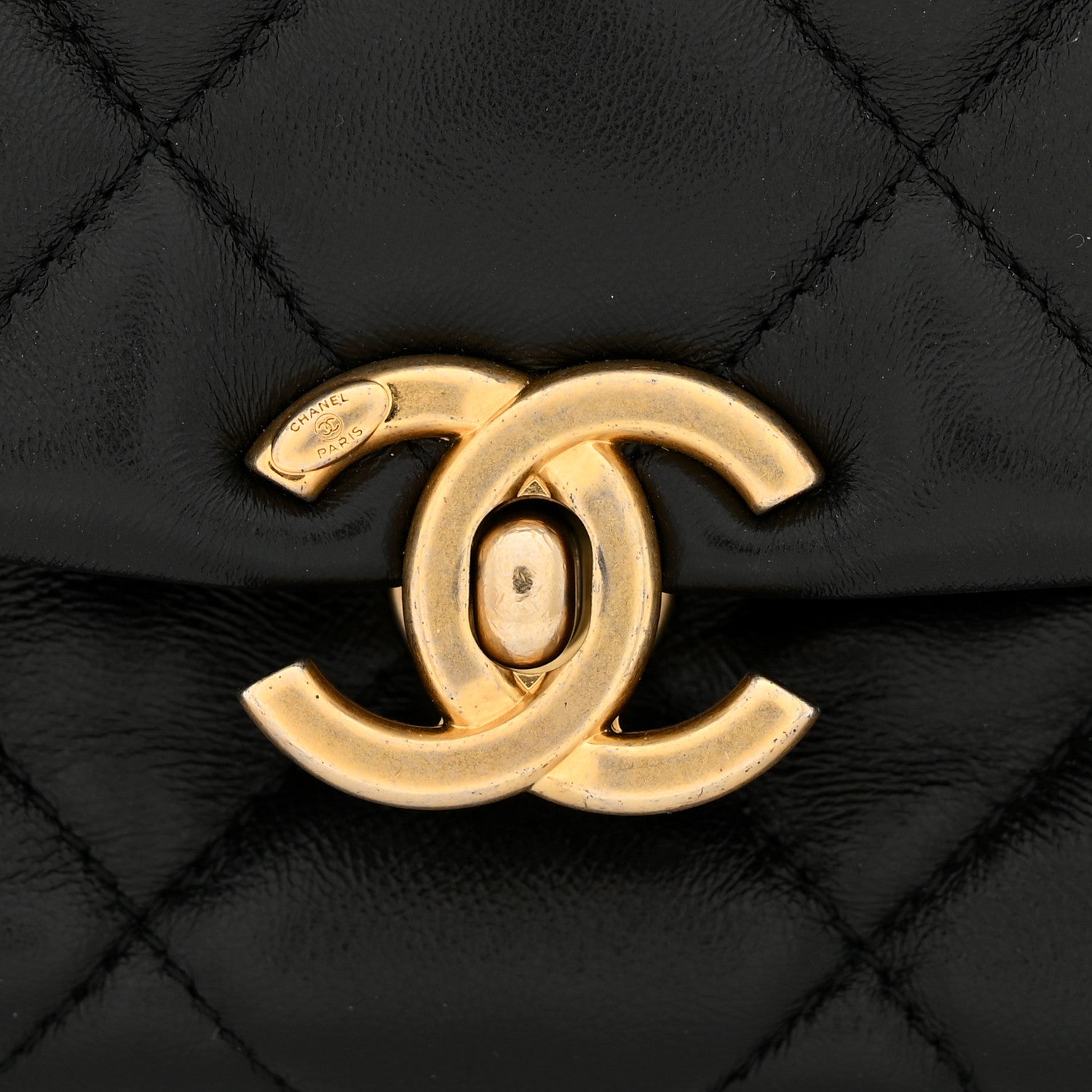 Chanel Lambskin Quilted Small Lacquered Chain Flap Black 12 of 13