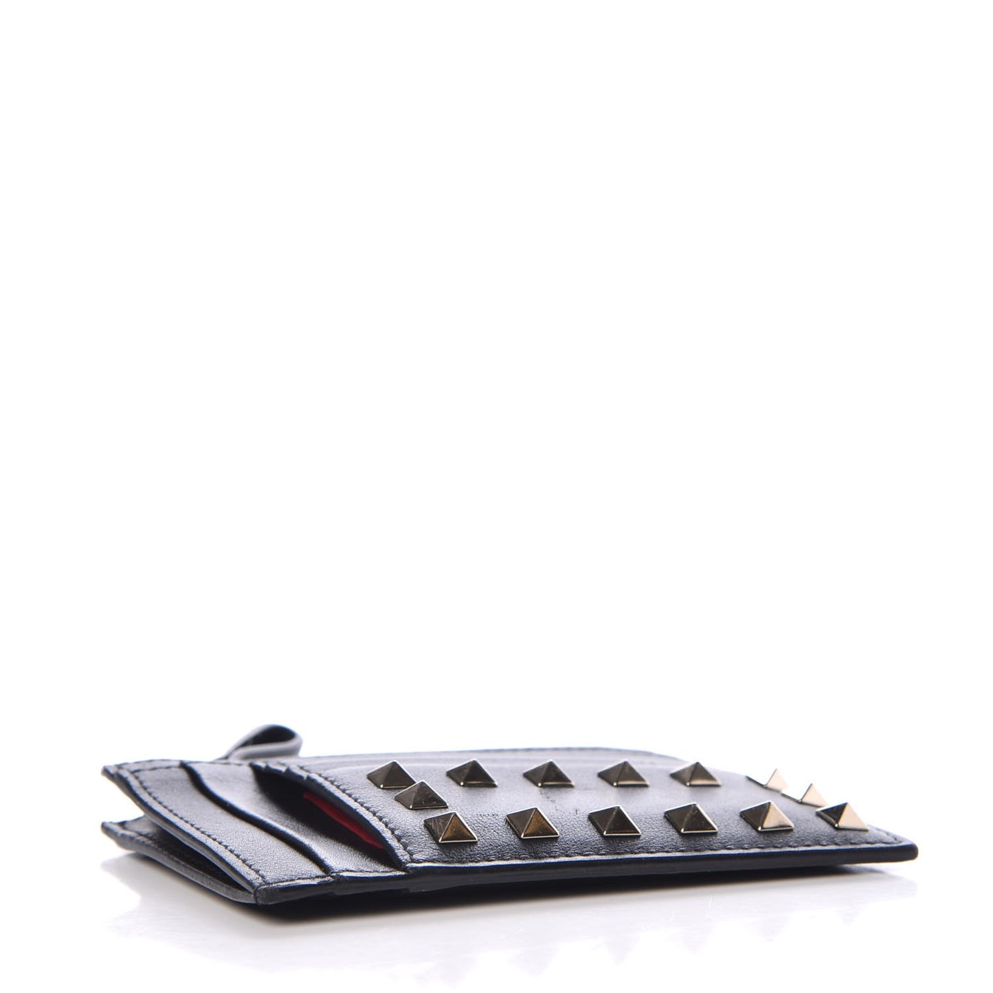 Vitello Rockstud Coin Case Card Holder Black