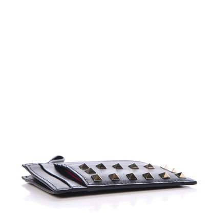 Valentino Garavani Vitello Rockstud Coin Case Card Holder Black 4 of 9