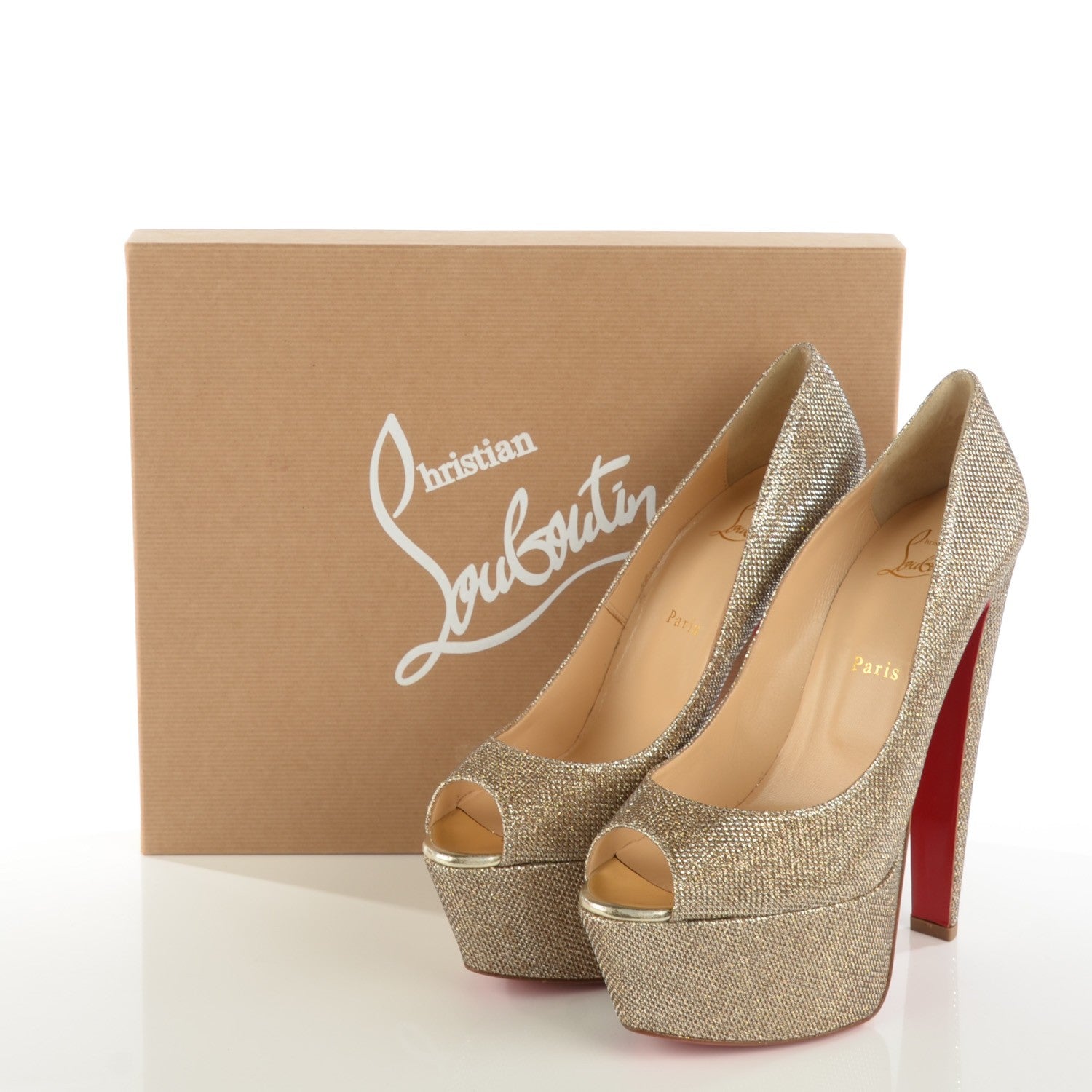 Christian Louboutin Glitter Fabric Altareva 160 Pumps 40 Gold 8 of 8