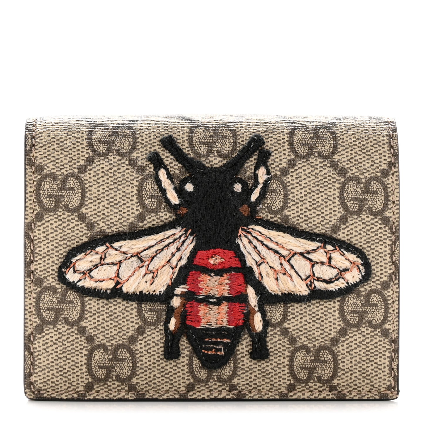 GG Supreme Monogram Bee Embroidered Card Case